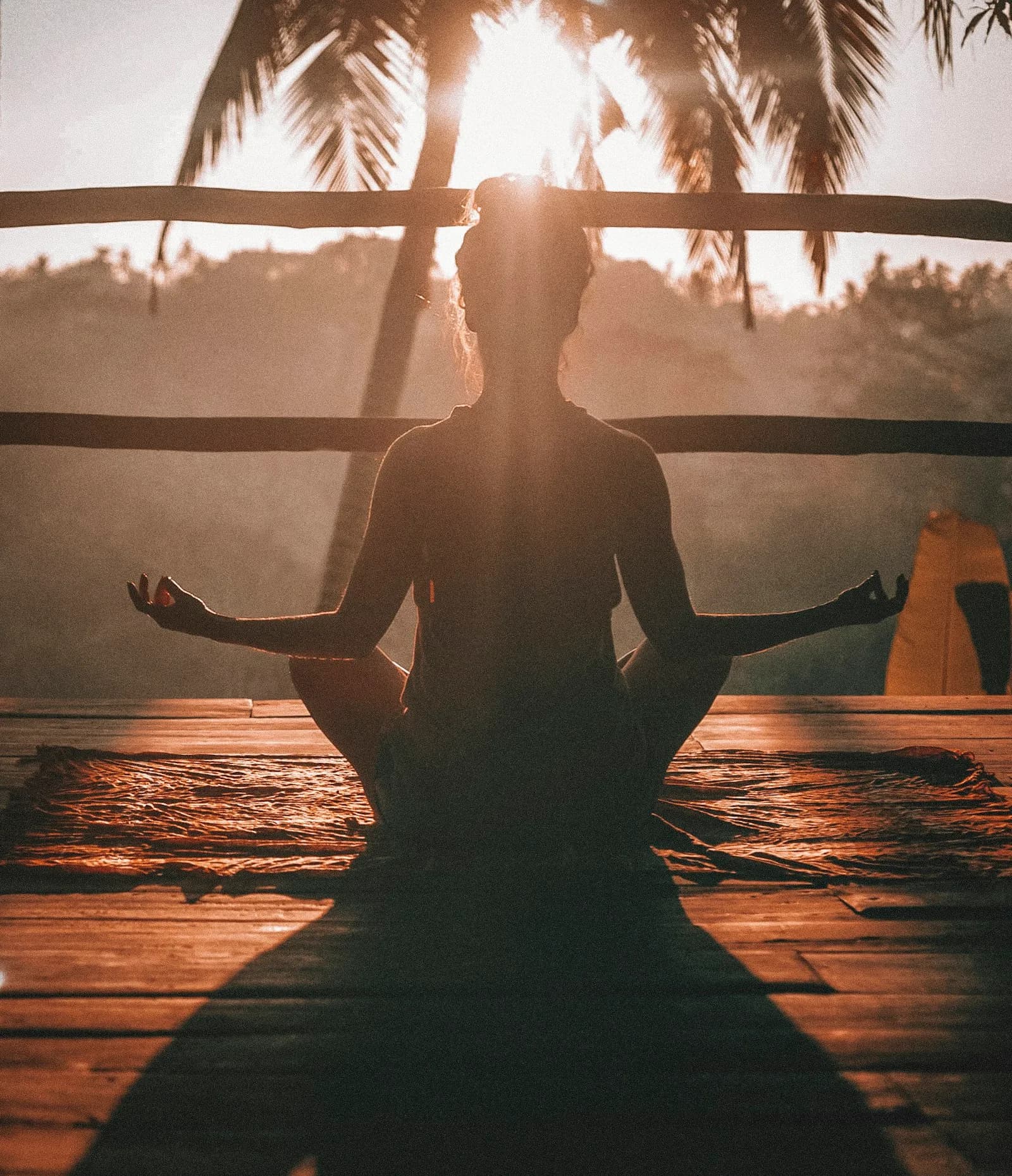 Quiet seated meditation outdoors